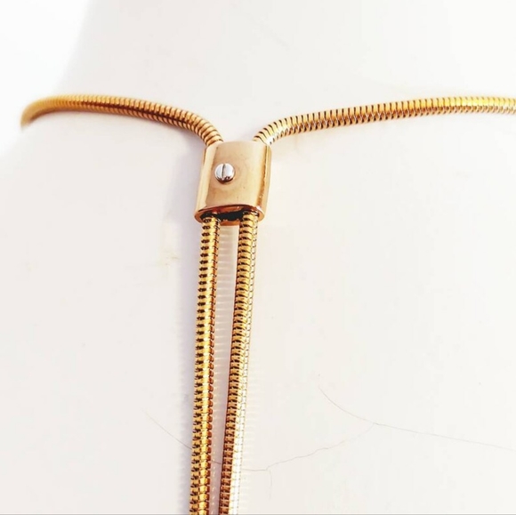 Henri Bendel art deco triple strand gold finish necklace tassle Statement - Picture 9 of 10